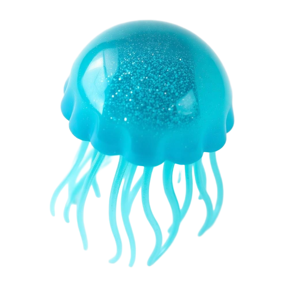 Floating blue glittery jellyfish squeeze toy